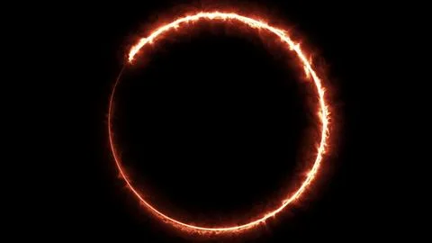 Fiery circle on black background Illustrazione stock