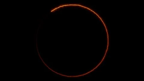 Fiery circle ring animation on black backdrop Stock Illustration
