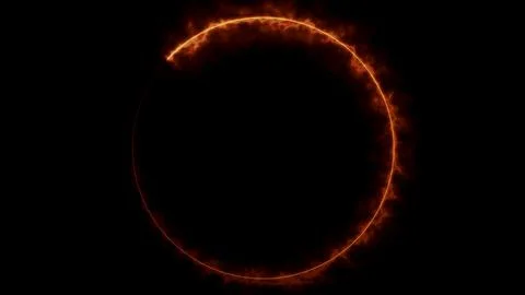 Fiery circle ring portal with dark background イラスト素材