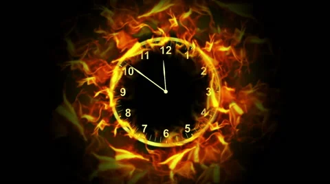 Fiery Clock, with Alpha Channel Stock-Footage 45312360