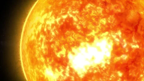 Fiery Close-Up of the Sun, High-Resolution 3D Animation of the Sun Glowing .. Stock Footage 313759880