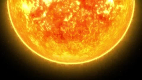 Fiery Close-Up of the Sun, High-Resolution 3D Animation of the Sun Glowing .. Stock Footage 313759951