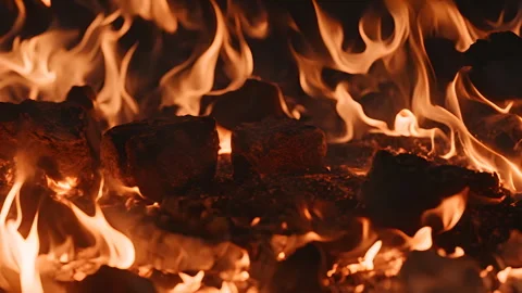 Fiery Close-Up, A Vibrant Display of Flames Stock Footage 263806183