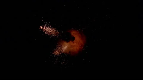 Fiery cloud erupting and disappearing in frame-filling golden sparks Stock Footage 59523591