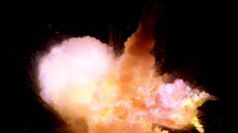 Fiery cloud mushrooming from bottom of frame, with flames Stock Footage 59523588