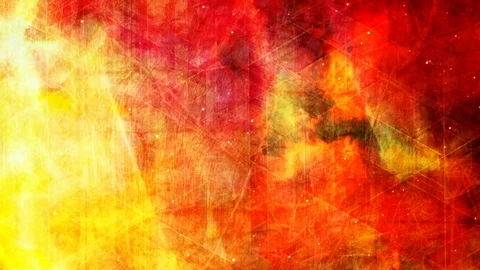Fiery Clouds and Geometry with Glowing Stars in Sky Stock Footage 112945826