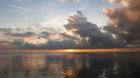 Fiery clouds over the ocean (sunrise) 02 Stock Footage 49222300