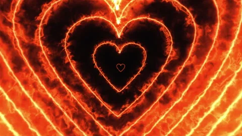 Fiery Concentric Hearts Valentine's Day Motion Background Stock Footage 340430099