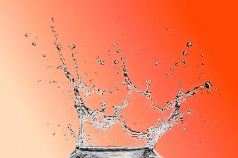 Fiery Coral Gradient with Water Splash Stock Illustration