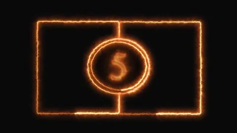 Fiery Countdown Timer Number 1 to 10 Inside Rectangular Frame on Black Back.. Stock Footage 321590173