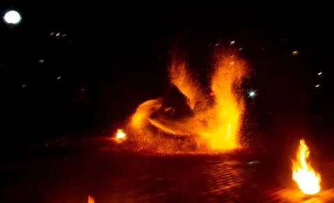 Fiery creature in the night Stock Photos