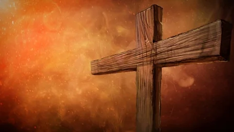 Fiery Cross Close Silhouette 4K Loop Stock Footage 104310146