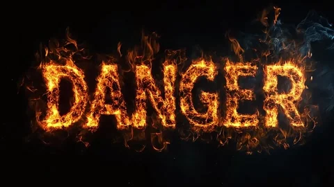 Fiery Danger, Clear Fire Text Against Black Background Stock Footage 285652265