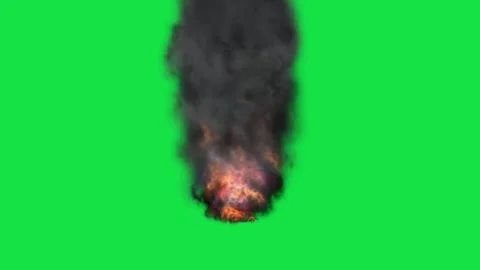 Fiery Dark Smoke Trail Effect Animation Isolated On Green Screen Background Video stock 303447267