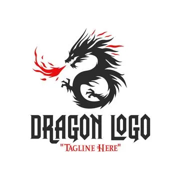 Fiery Dragon Warrior Logo Stock Illustration