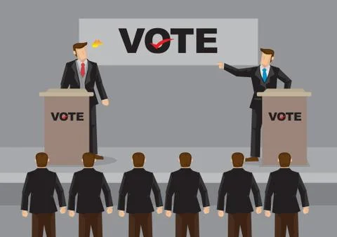 Fiery Election Debate Cartoon Vector Illustration Stock Illustration