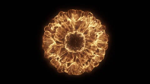 Fiery Energy Shockwave Expanding on Black Background VFX Stock Footage 346512315