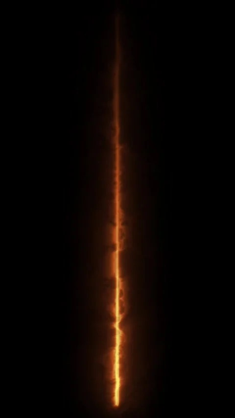Fiery energy vertical beam moving down through dark abstract space setting. Stock-Footage 337710983
