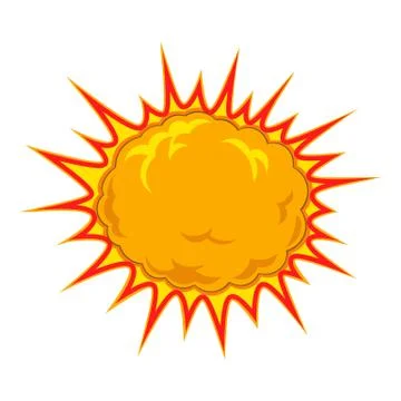 Fiery explosion busting icon, cartoon style Stock Illustration
