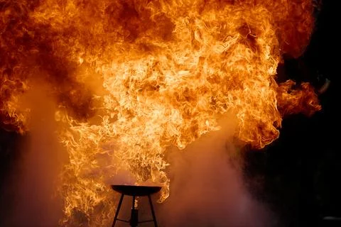 Fiery Explosion. A dramatic scene of an intense fiery explosion, capturing Stock Photos
