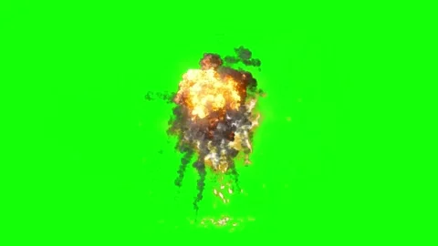 Fiery explosion effect on green screen. Dynamic blast animation for visual Video stock 339396174