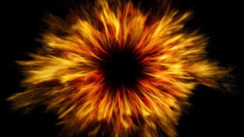 Fiery explosion expanding into dynamic energy particles Stock Illustration