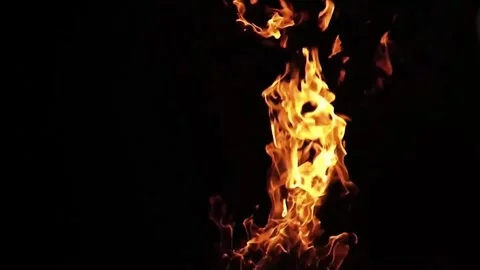 Fiery Explosion Flame Burst On Black Background Slow Motion Stock Footage 340676181