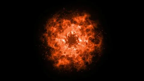 Fiery explosion generating heat and powerful energy on black Stock Illustration