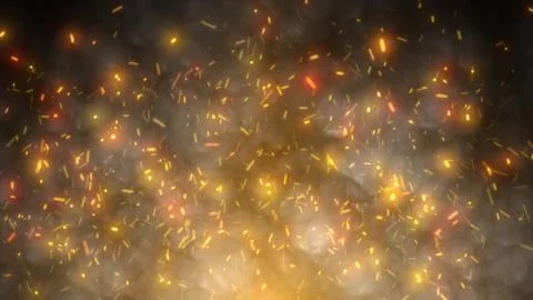 Fiery explosion of glowing orange sparks and smoke in a dynamic motion blur 스톡 일러스트