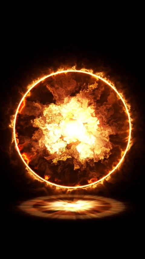 A fiery explosion illuminates the dark surroundings Stock Footage 311983724