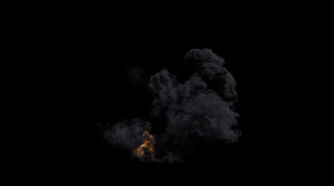 Fiery explosion isolated on black background Stock Footage 24616841