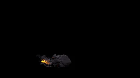 Fiery explosion with large turbulence isolated on black background Stock Footage 24616869