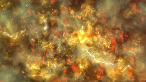 Fiery Explosion Smoke, Embers and Lightning Abstract Background Video stock 334677576