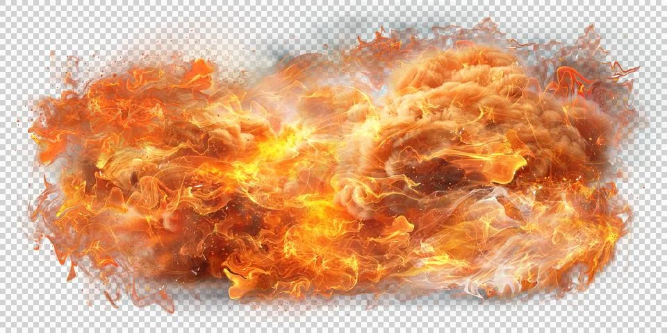 Fiery explosion with smoke isolated on transparent background Stock Illustration