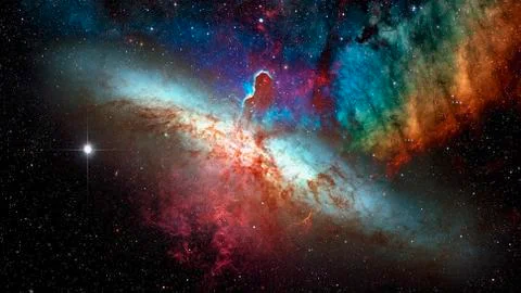 Fiery explosion in space. Elements of this image furnished by NASA Stock Photos