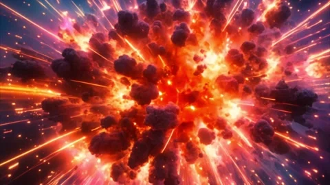 Fiery Explosion in Space 動画素材 284732150