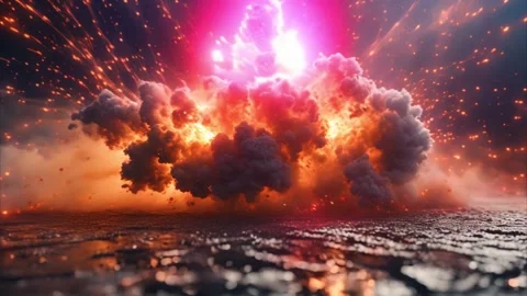 Fiery Explosion with Sparkles Stock Footage 284732129