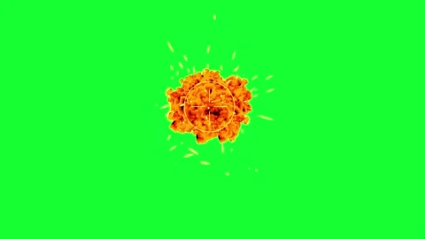 Fiery Explosive Detonation with Debris on Green Screen Stock Footage 264626258