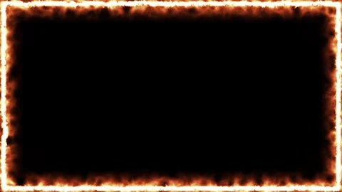 Fiery Flame Border Frame on Black Background with Burning Orange and Yellow Fire 스톡 동영상 339341662