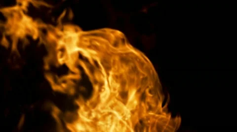 Fiery Flame Bursting Multiple Waves Slow Motion Stock Footage 12399220