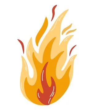 Fiery flame. Fires, hot ignition flame, flammable flame, thermal explosion ha Stock Illustration