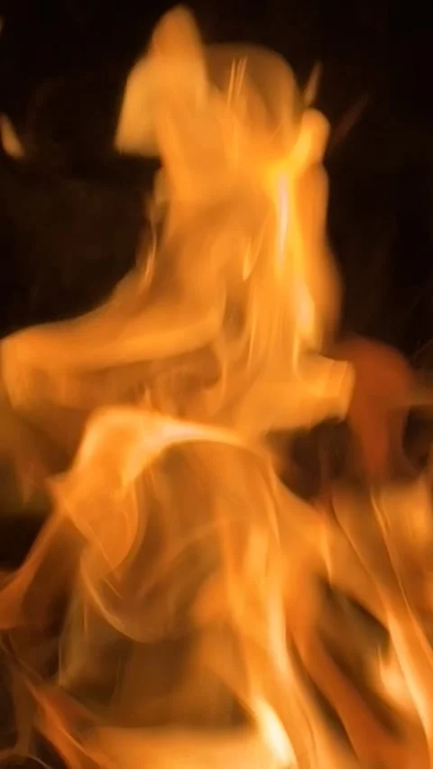 Fiery flames on black background Stock Footage 304559356