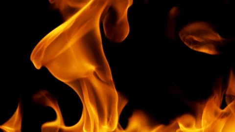 Fiery Flames Dance Against a Dark Background in This Captivating Image Study Stock-Footage 341920286