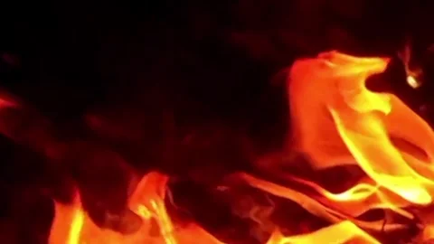 Fiery Flames Dancing in Dark Night Видео 330859857