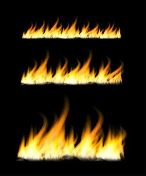 Fiery flames on a dark background. Fire bonfire. Vector illustration Stock Illustration