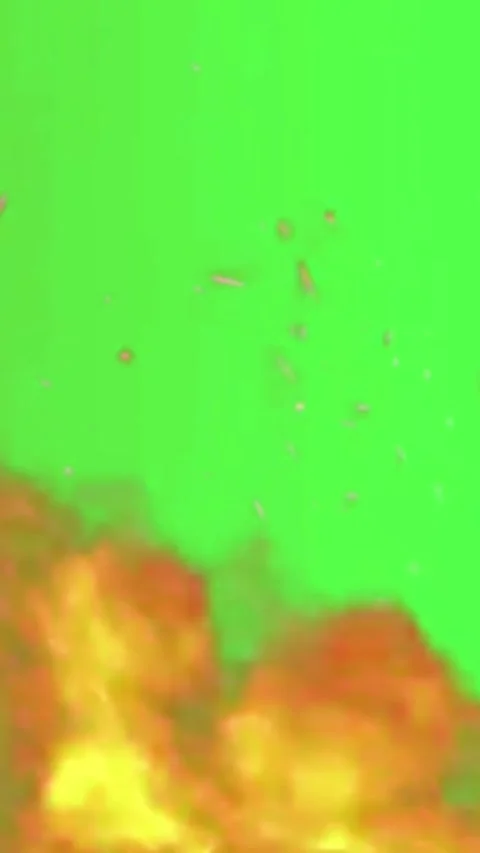 Fiery Flames Sparks Green Screen Vertical Stock-Footage 344766761