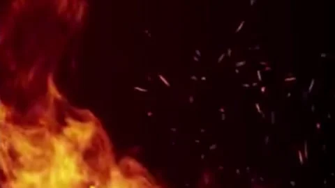 Fiery Flames Sparks Motion Overlay Widescreen Stock-Footage 344766700