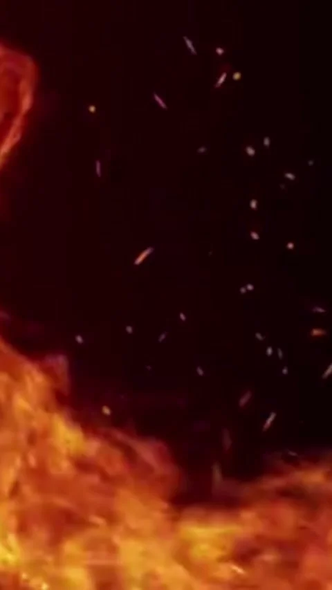 Fiery Flames Sparks Motion Overlay Vertical Stock-Footage 344766765
