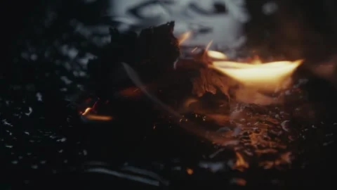 Fiery Flames on Water Captivating and Dramatic SlowMotion Visuals That Dazzle Stock Footage 313283444