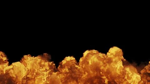 A fiery flaming explosion on a black background Stock Photos